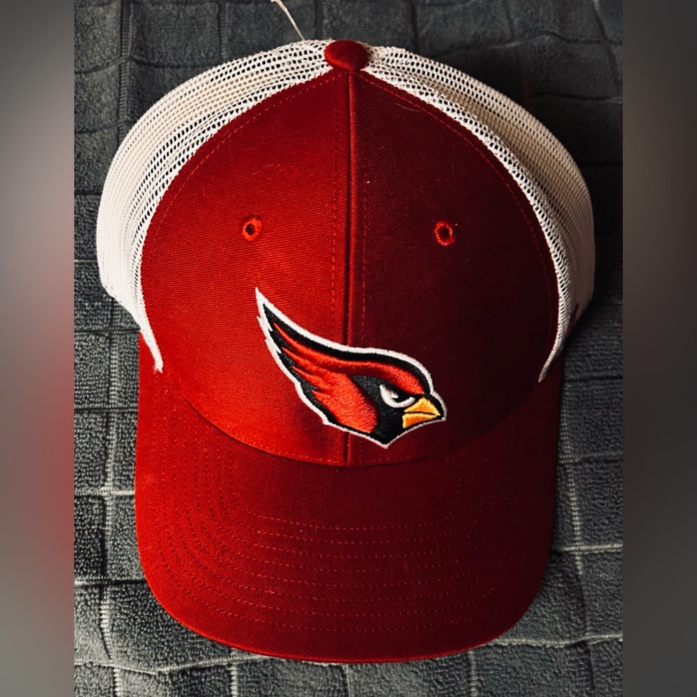 47 Red and White Adjustable Arizona Cardinals Trucker Hat